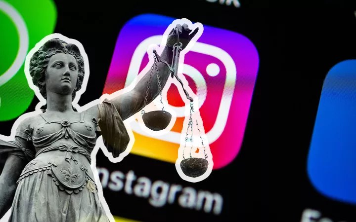 Justitia vor dem Instagram Logo